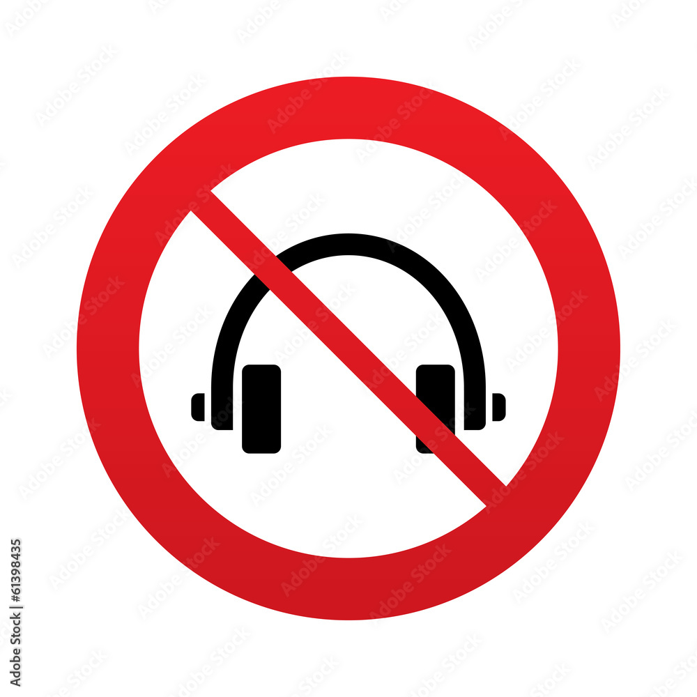 Don`t use Headphones sign icon. Earphones button. Don`t use Headphones sign icon. Earphones button.