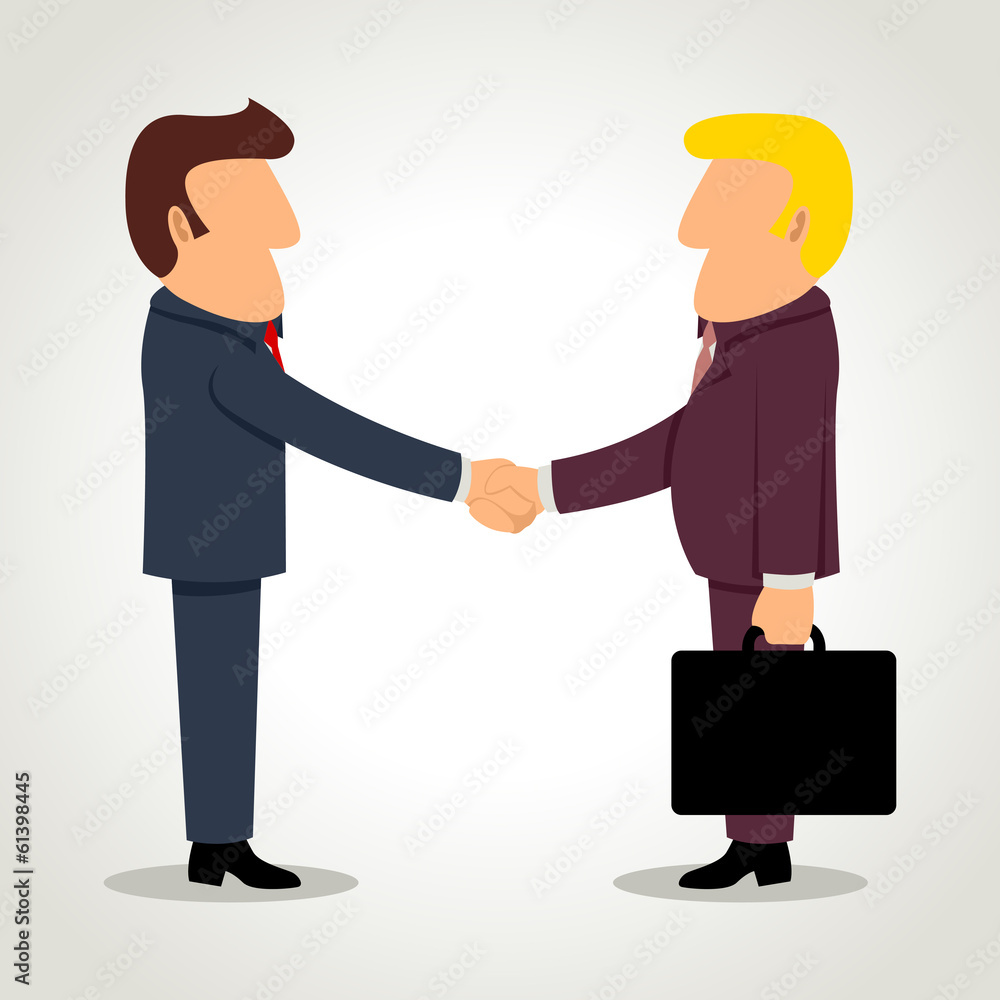 Simple cartoon of businessmen shaking hands Simple cartoon of businessmen shaking hands