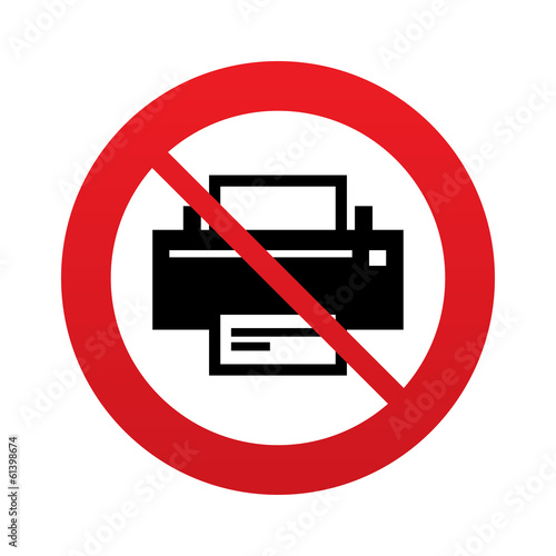 No Print sign icon. Printing symbol.