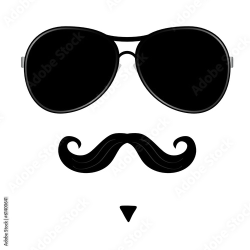 mustache and glasses on face vector