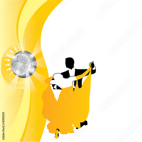 vector background couple dancing in yellow
