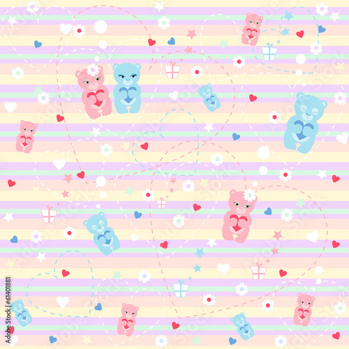 Seamless pattern with cute cubs.Vector illustration.