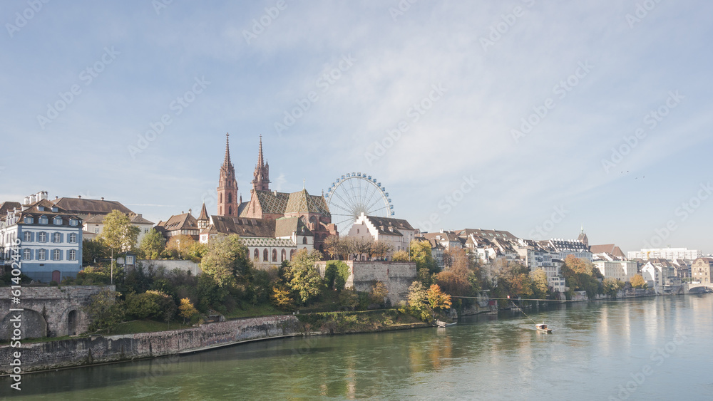 Basel, Altstadt, Münster, Kirche, Herbst, Rhein, Schweiz