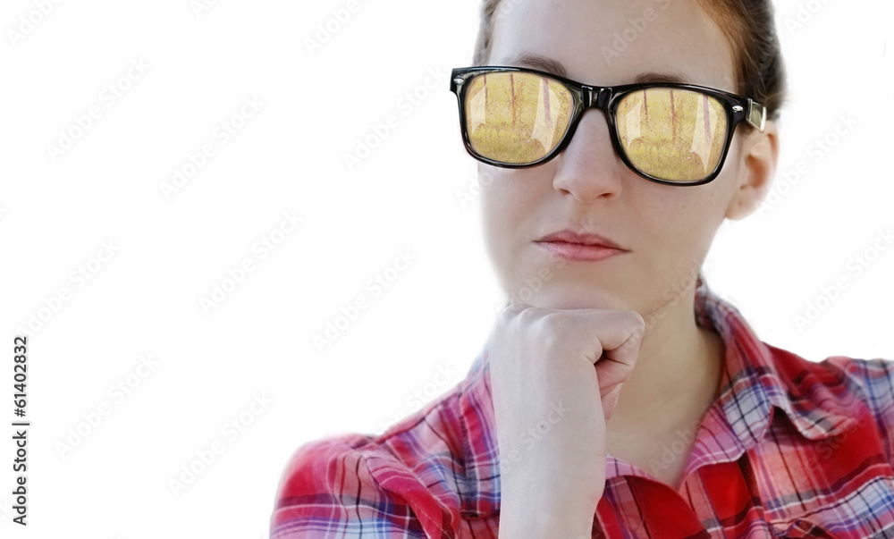 beautiful young woman with eyeglasses. beautiful young woman with eyeglasses.