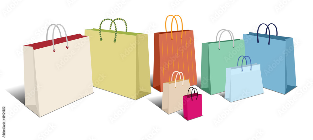 Retro Shopping Bags, Carrier Bags Icons Symbols Retro Shopping Bags, Carrier Bags Icons Symbols