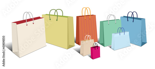 Retro Shopping Bags, Carrier Bags Icons Symbols