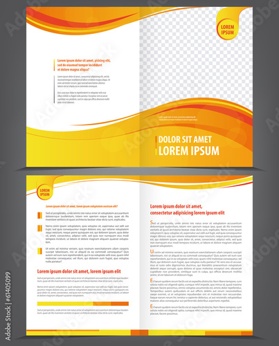 Vector empty brochure template design with orange elements