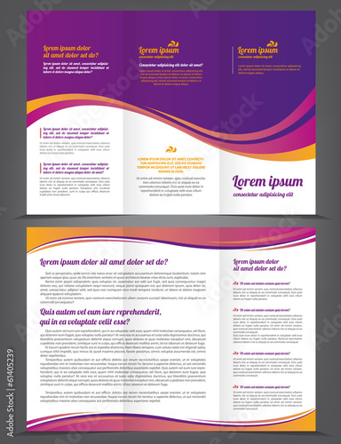 Trifold beauty violet brochure print template