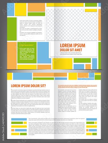 Vector empty multicolored bifold brochure template design