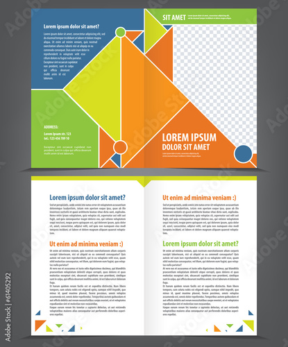 Vector empty multicolored bifold brochure design template