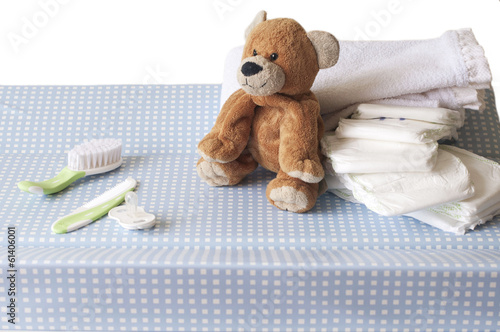 Changing table with a teddy bear