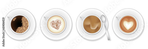 Vier Kaffee Variationen Vektor Illustration