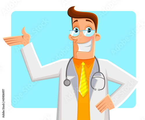 doctor making a presenting gesture