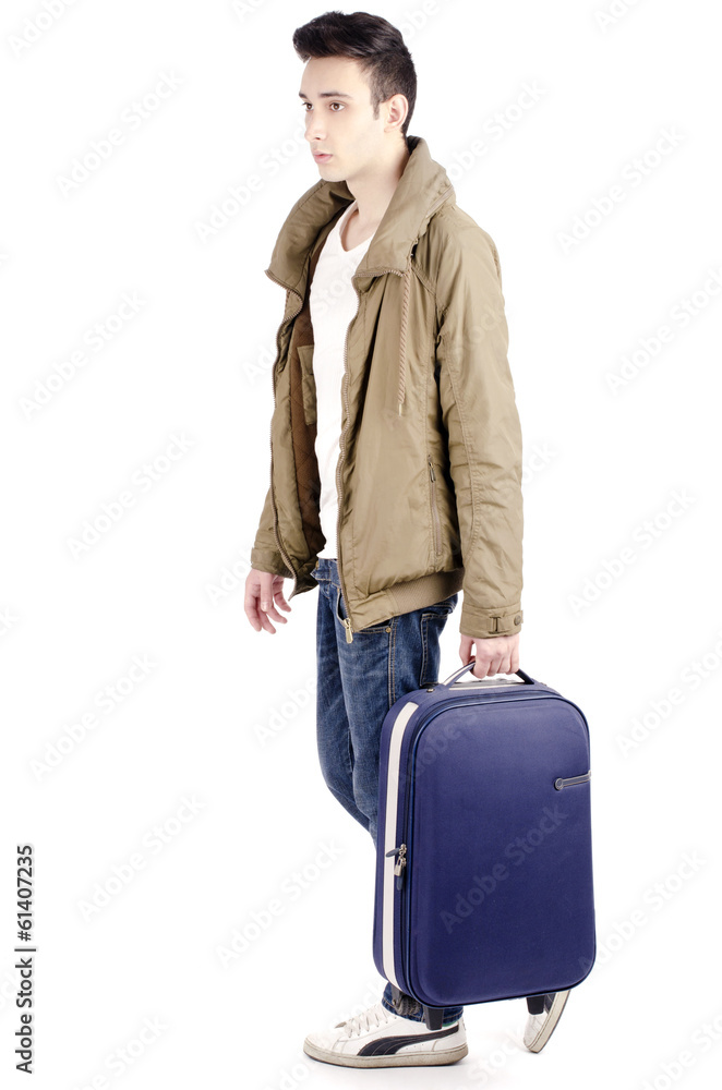 Man carrying a luggage and going in vacation, tourist Man carrying a luggage and going in vacation, tourist