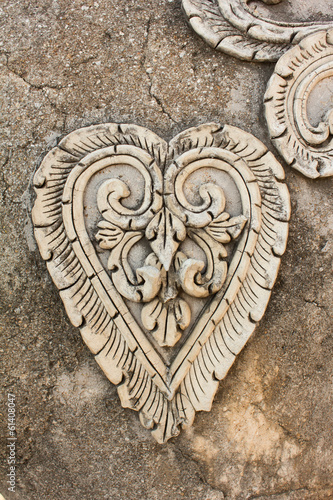 heart in Thai stucco of north thailand