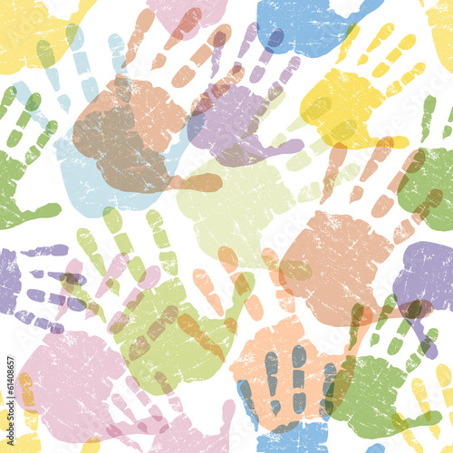 seamless handprints background pattern, vector