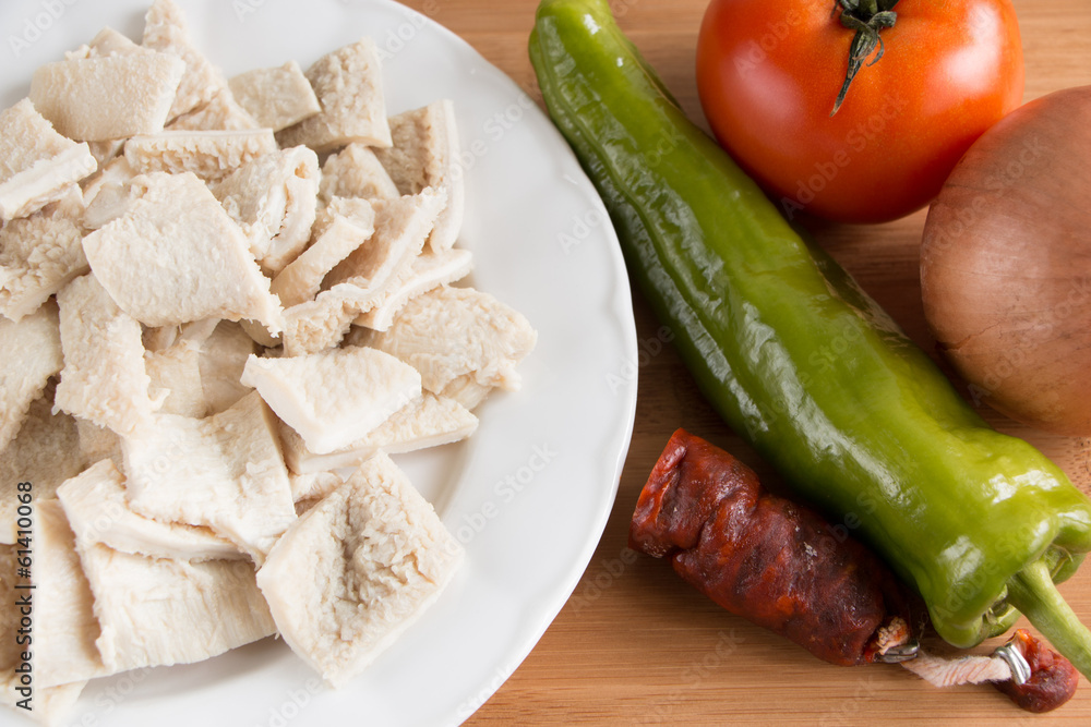 Ingredients for cooking tripe Ingredients for cooking tripe
