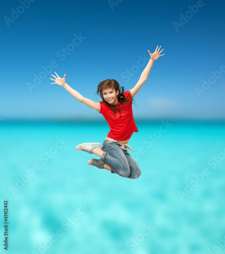 smiling girl jumping