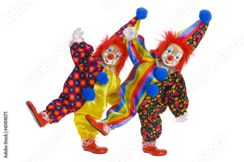 Clowns with colorful clothes isolated over white background