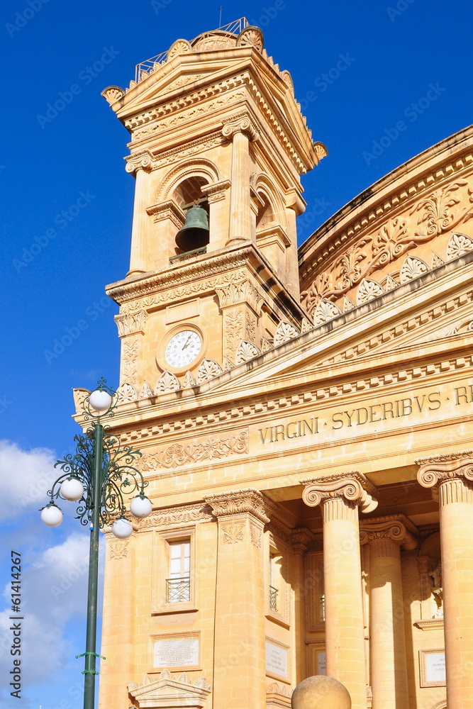 bell tower of Rotunda cathedral in Mosta