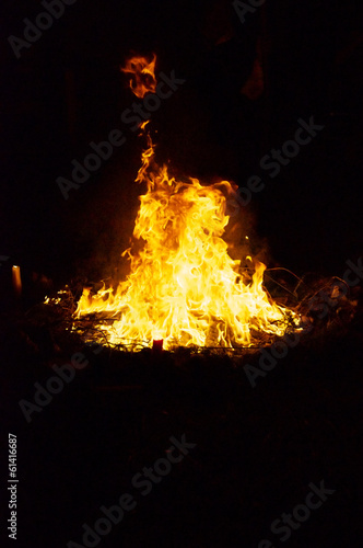 ceremonial fire circle at night