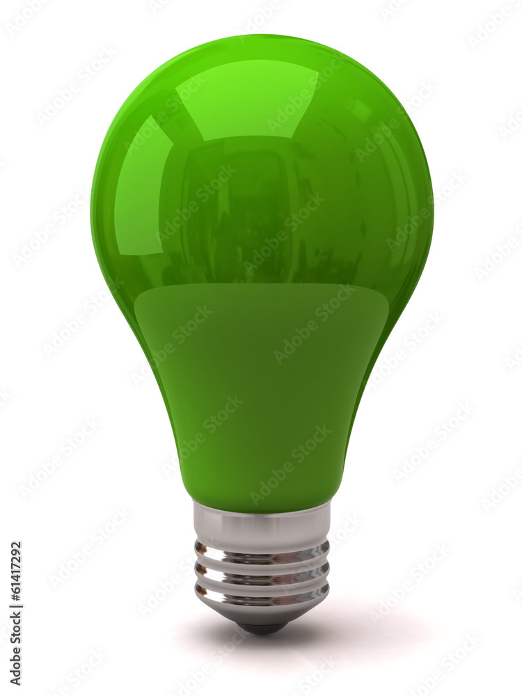 3d illustration of green light bulb 3d illustration of green light bulb