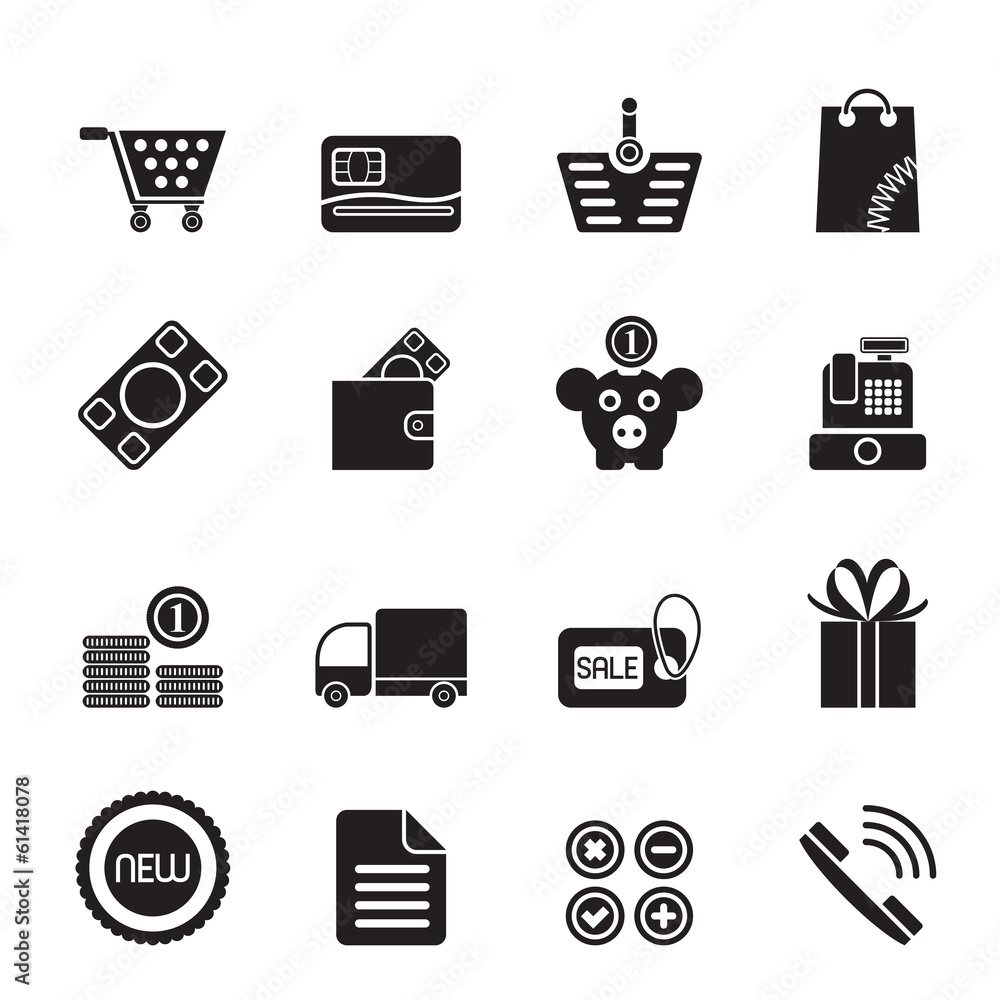 Silhouette Online shop icons - vector icon set Silhouette Online shop icons - vector icon set