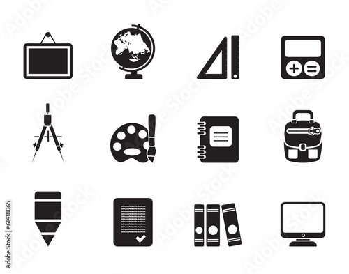 Silhouette School and education icons - vector icon set