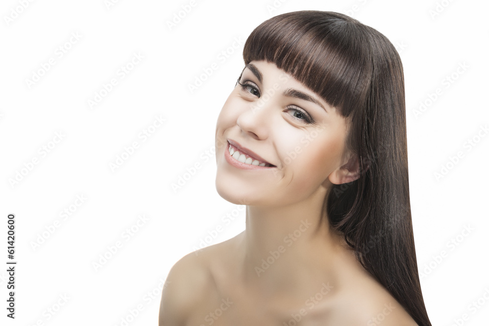 Beauty Portrait of Happy Smiling Brunette Woman Beauty Portrait of Happy Smiling Brunette Woman