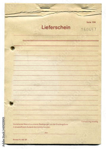 Papier Lieferschein Vintage photo