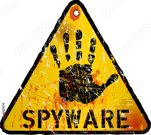 computer virus / spyware alert sign, vector illustration