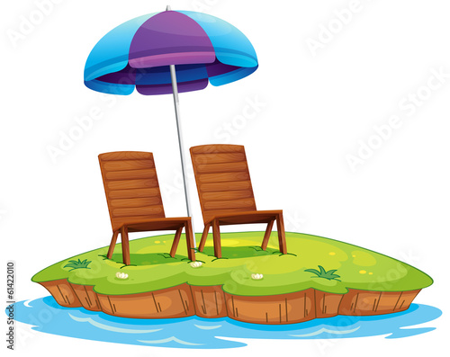 Two wooden chairs in the island