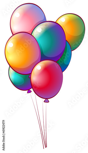 Seven rainbow-colored balloons