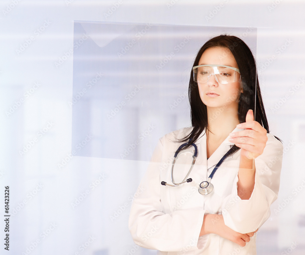 Woman doctor holding x-ray , standing on hospital. Woman doctor holding x-ray , standing on hospital.