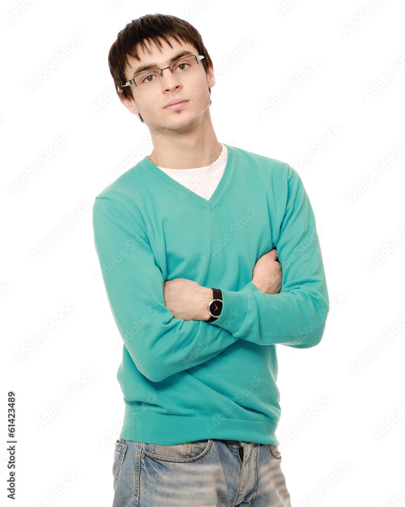 Portrait of happy smiling young man wearing glasses Portrait of happy smiling young man wearing glasses
