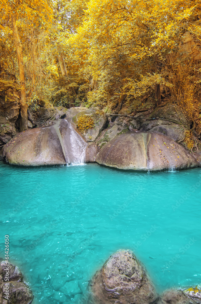 Fototapeta premium Deep forest Waterfall in Kanchanaburi