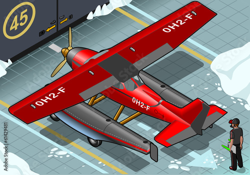 Isometric Artic Hydroplane Landed in Rear View