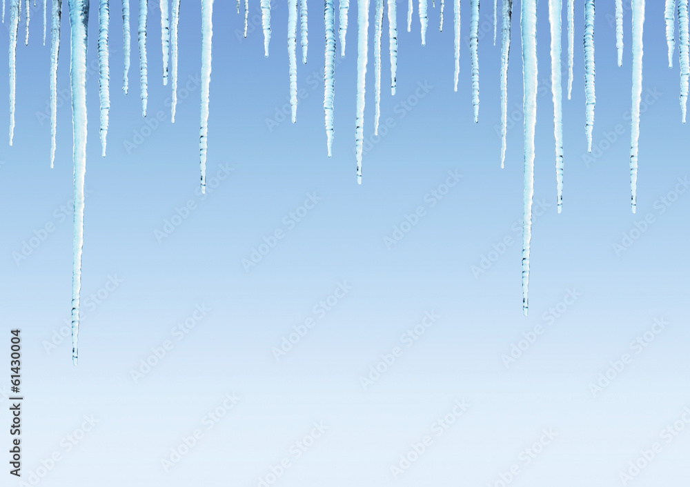 Seamless border with icicles - obrazy, fototapety, plakaty 