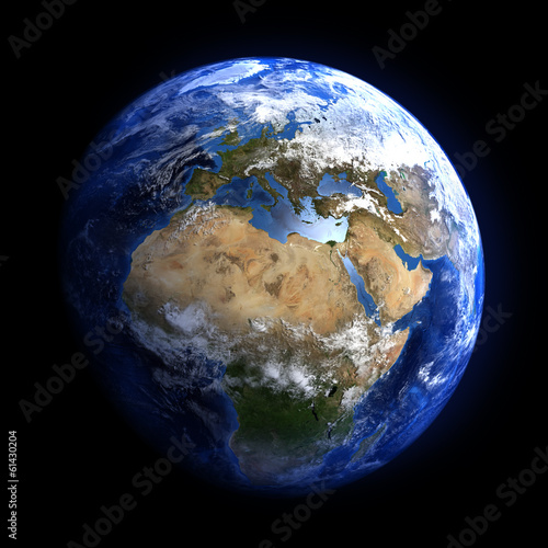 Fototapeta Naklejka Na Ścianę i Meble -  The Earth from space showing Europe and Africa.