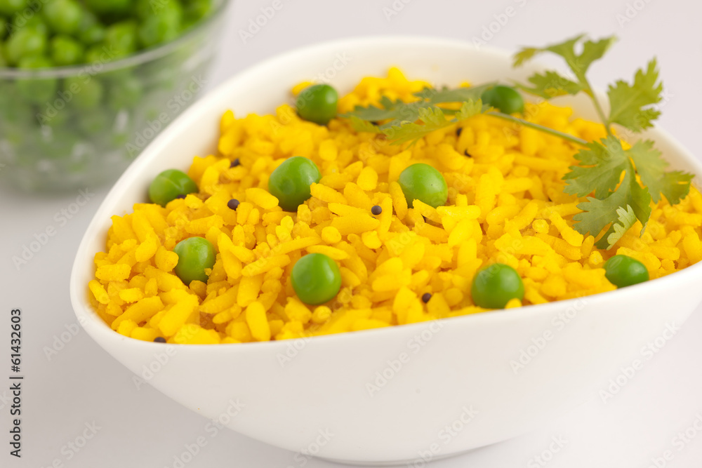 Poha- beaten rice and vegetables Poha- beaten rice and vegetables