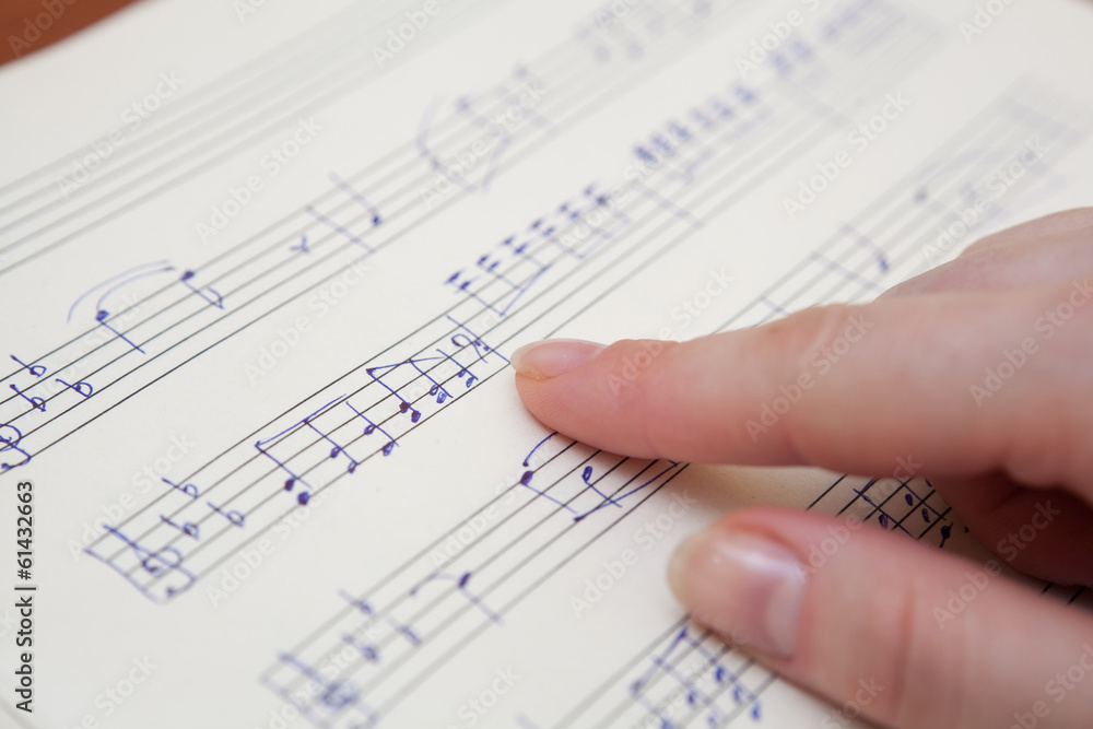 Music book with handwritten notes Music book with handwritten notes