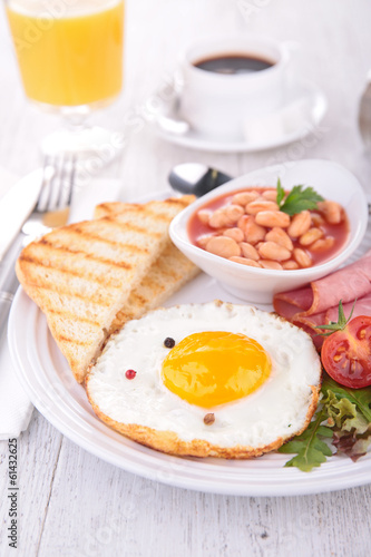 egg, toast and beans
