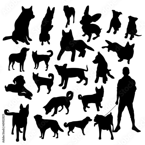Set of dogs silhouette