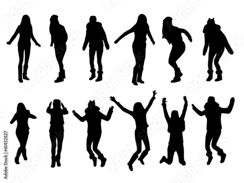 Jumping girl silhouettes