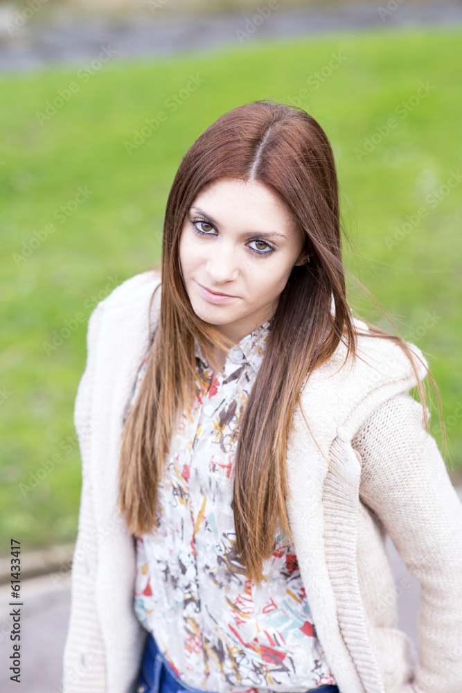 Attractive young girl in the park.