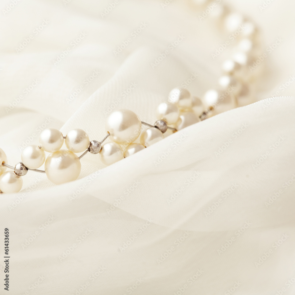 Pearl necklace on white background Pearl necklace on white background