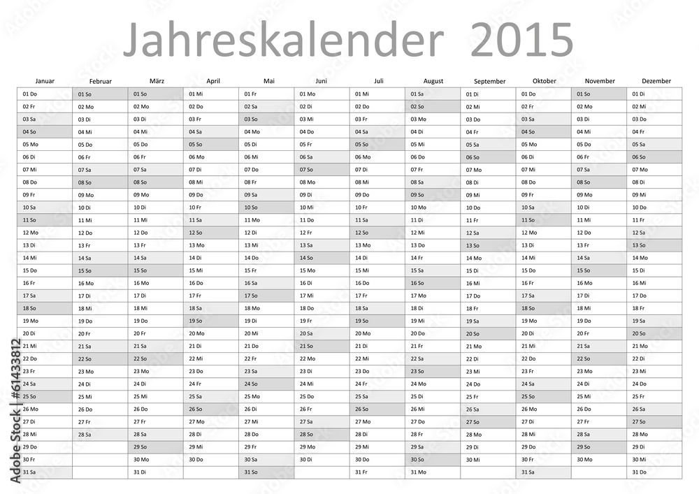 Kalender 2015 Jahresplaner Jahreskalender Wandkalender grau - obrazy, fototapety, plakaty 