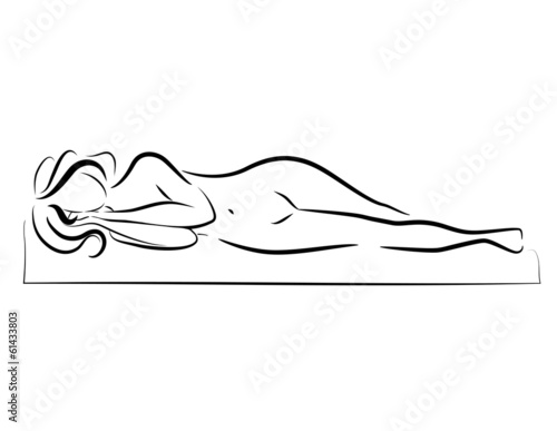 Vector silhouette of the sleeping woman.