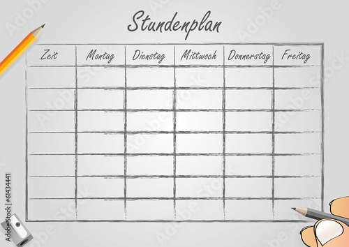 Stundenplan Schule Zeitplan Kalender grau
