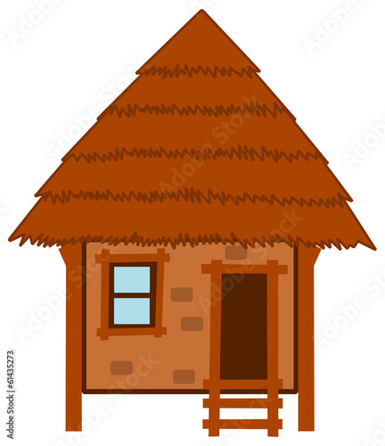 a hut made in wood and wallow and straw